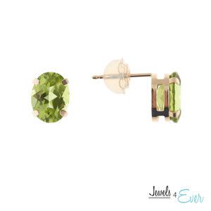 10K Gold Stud Earrings with Genuine Peridot